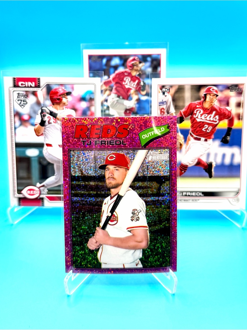 🔥TJ Friedl Lot! Pink Sparkle Parallel + Topps Rookie + Topps 75 & Topps Insert!